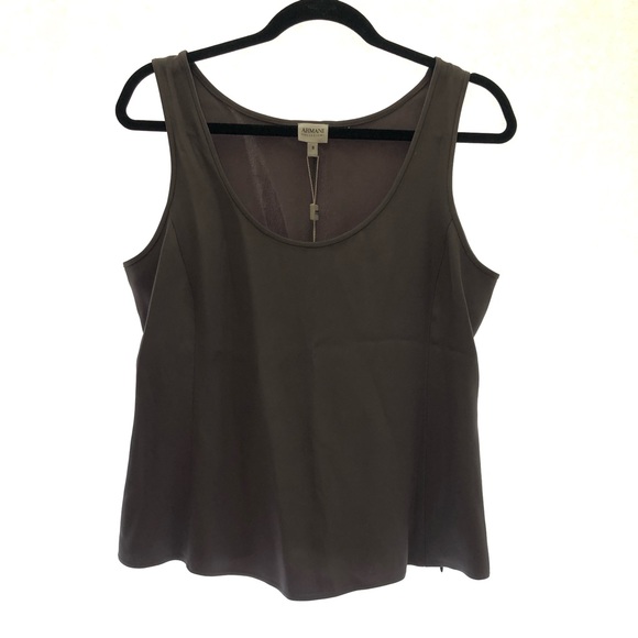 NWT Armani Collezioni gray/purple tank silk size zip sleeveless blouse top sz 8 - Picture 1 of 9